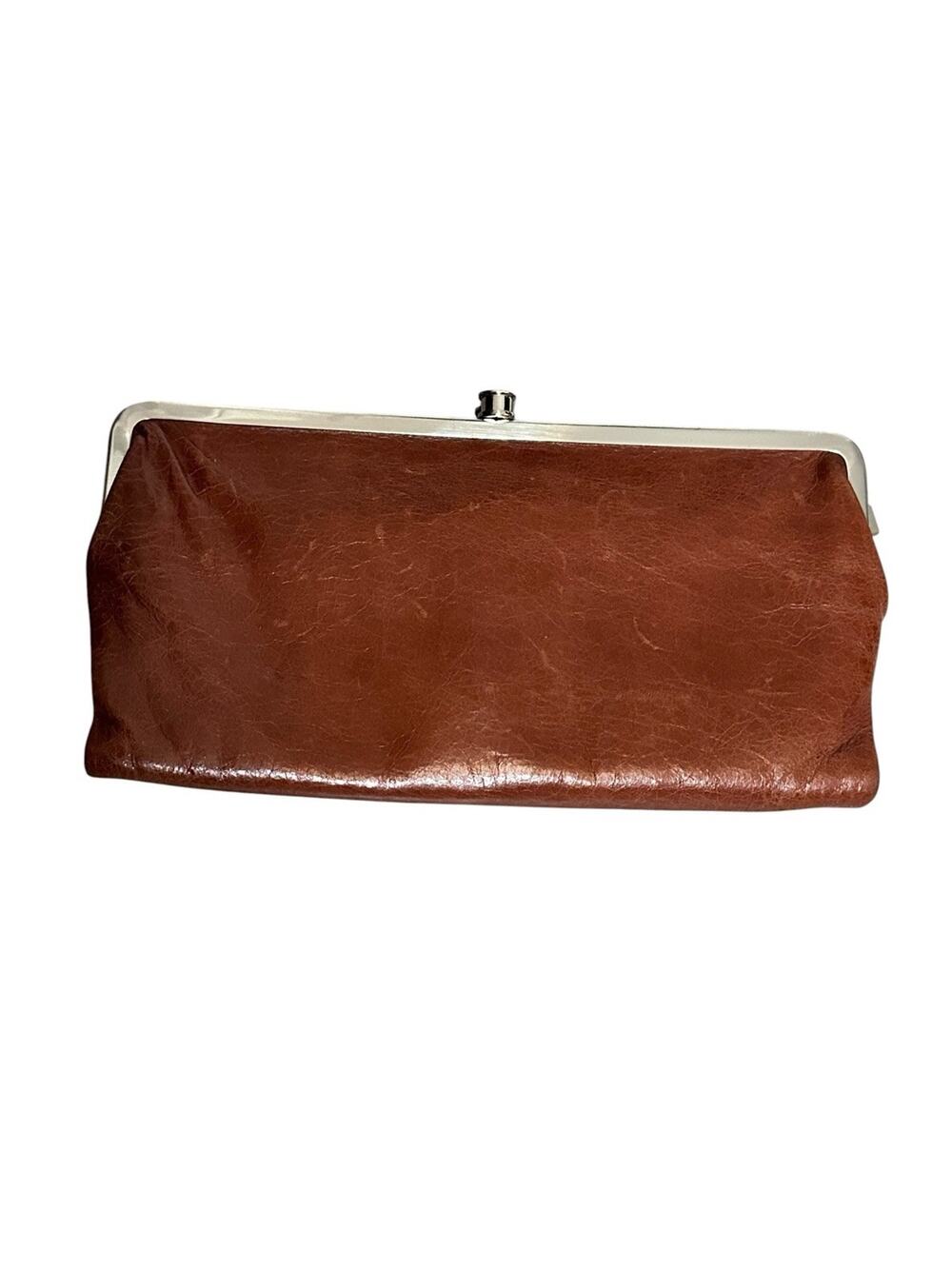 HOBO Genuine Leather Magnetic Bifold Lauren Clutch Wallet Classic Brown